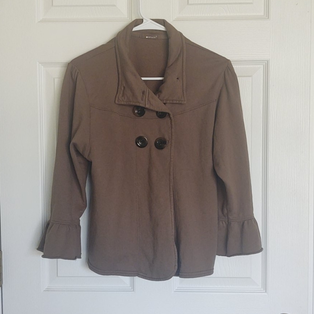 LA Made Arm Green Double Button Cardigan